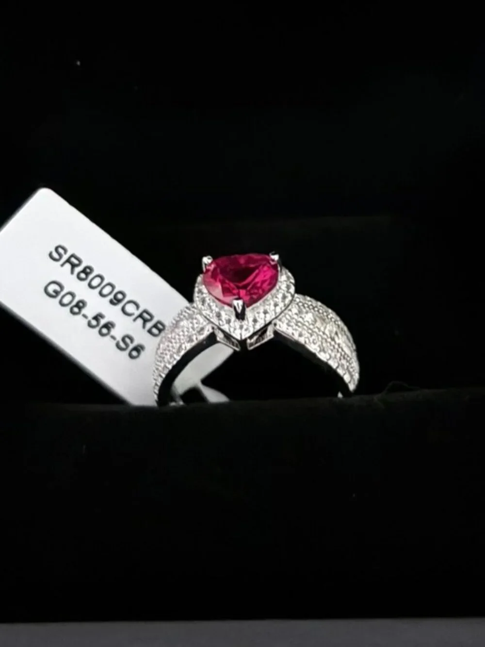 Designs by Gioelli Sterling Silver Lab-Created Ruby Heart Ring Size 6